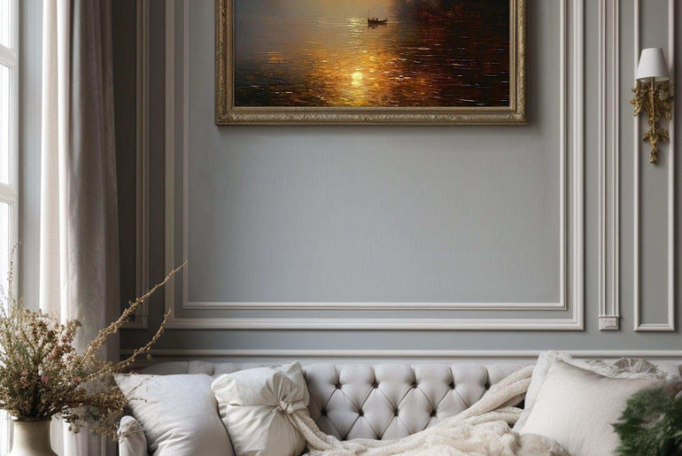 Harbor Sunset Landscape| Vintage Wall Art Decor|Decorative painting| Wall Art Canvas Print |Living Room, Dining Room|PRINTABLE Art |Digital Download