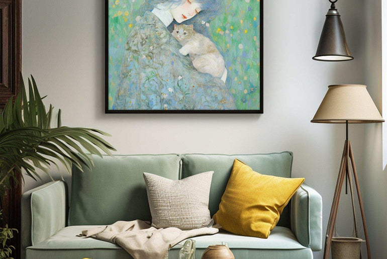 Impressionist Girl，Hand Painted Colorful Decorative Canvas Artwork，Moody Wall Decor，Cotton Gloss Canvas Living Room Decor，High-Quality Waterproof Decorative Canvas Art