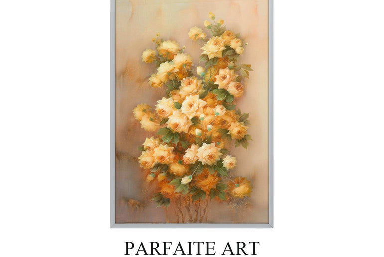 Realist Art Paintings of Yellow Roses,Framed Canvas Print #117 Frame