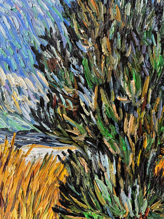 Road with Cypresses and Star (1890) - Vincent van Gogh Handmade Painted