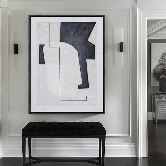 Structural Silence – Black and White Geometric Art | Minimalist Art & Custom Painting