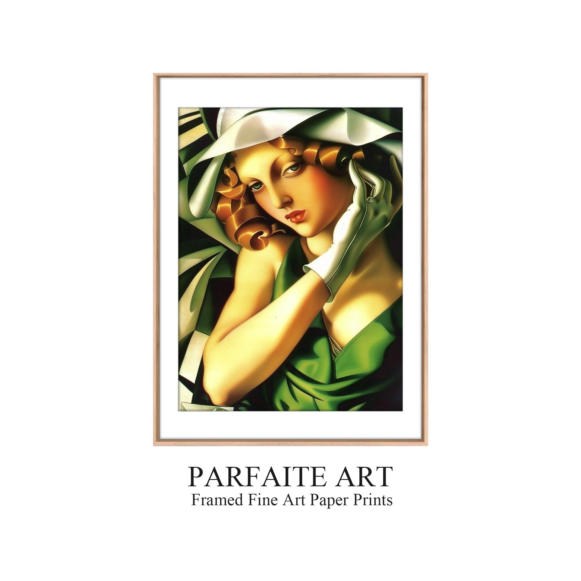 Art Deco,Framed Prints,Woman Portrait,Wall Art,Giclée technique #39 Oak Framed