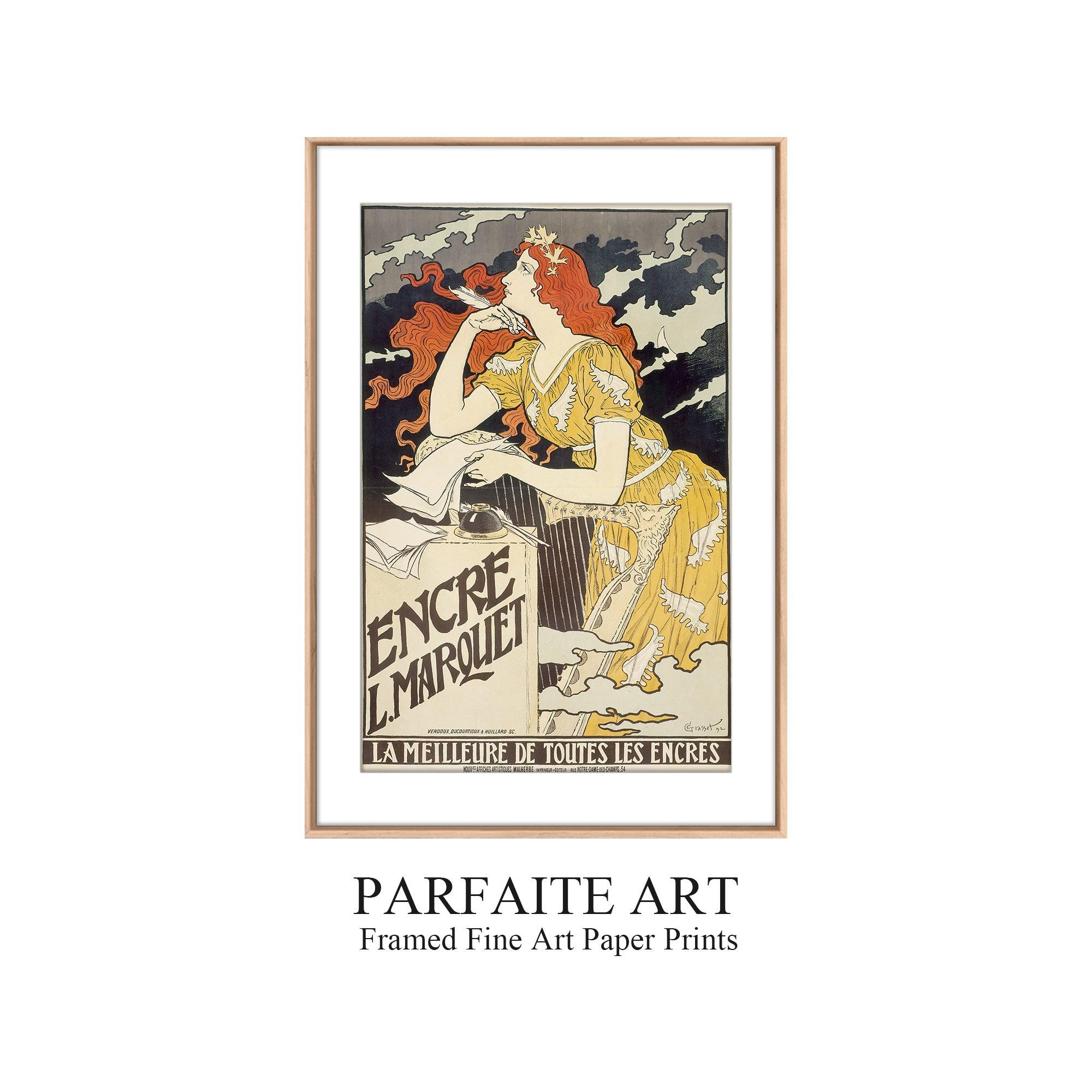 Artistic Lady Portrait - Giclée Art Deco Framed Print for Bar & Kitchen,Vintage Poster #25