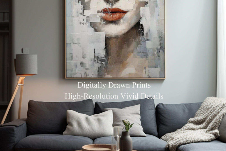 Abstract portrait，Paintings portrait paintings，Modern canvas artwork，Moody Wall Decor，Portrait of a lady，Framed canvas prints