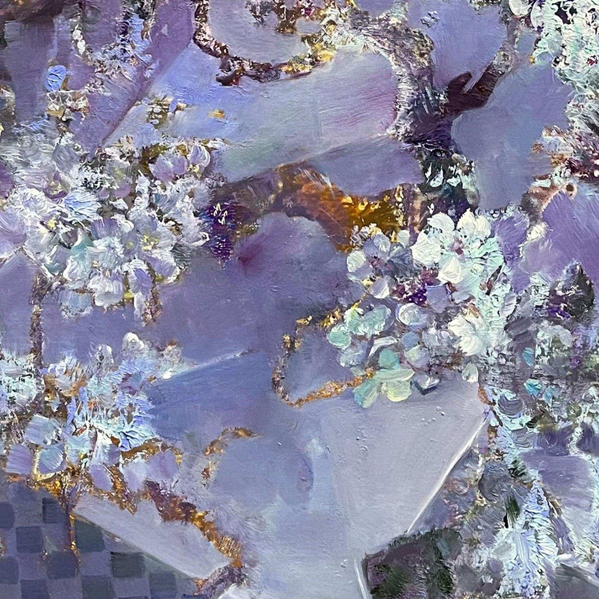 a picture of flowers in a puddle of water 