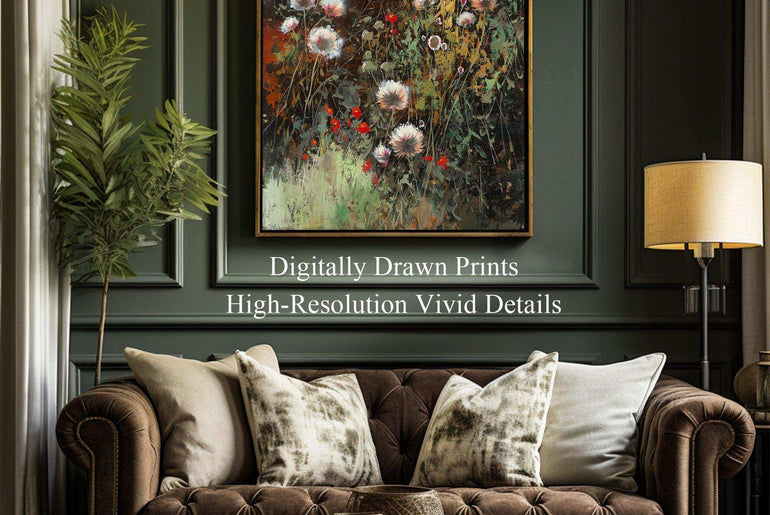 Art Deco Abstract Flowers:Giclée Prints,Framed Canvas Printable #112