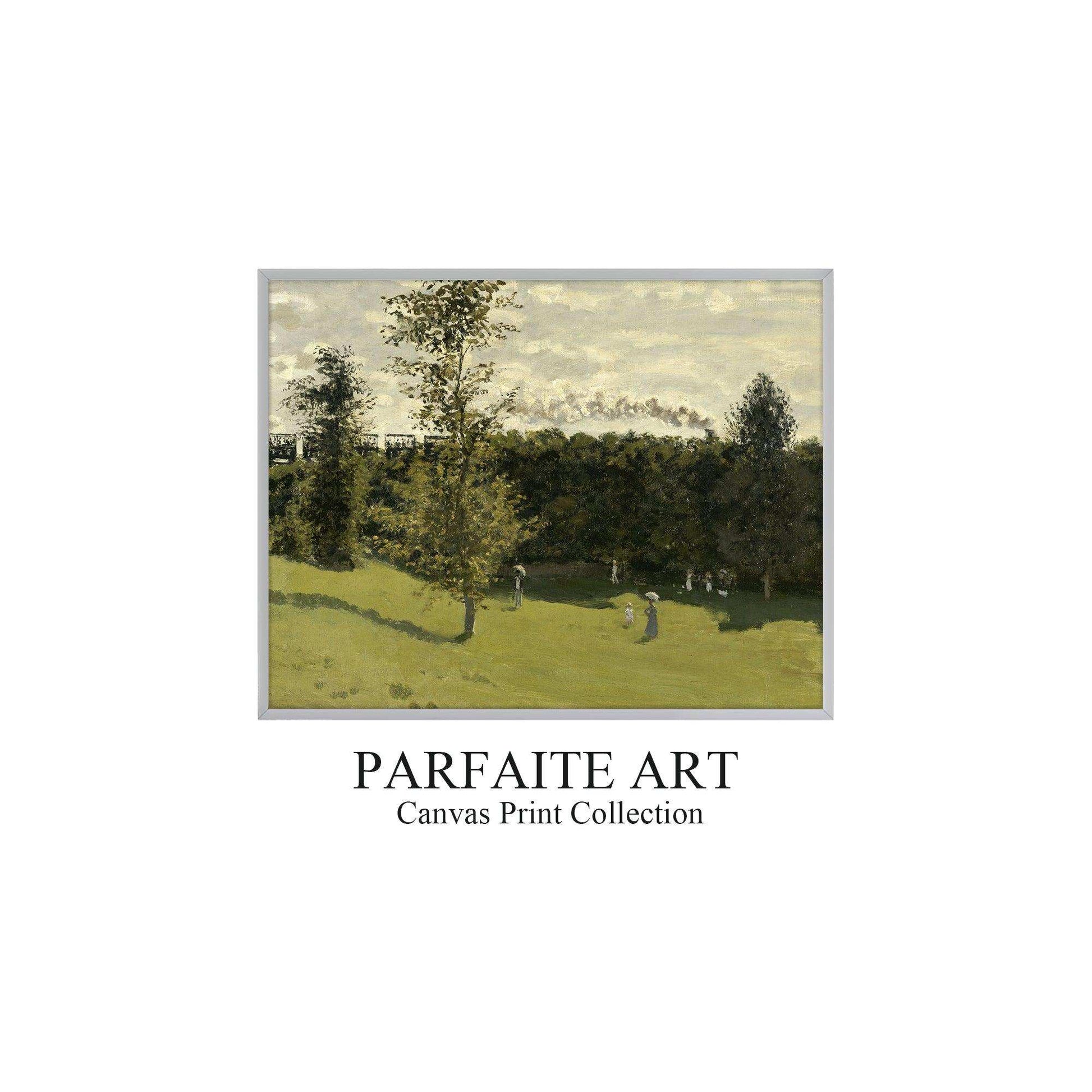 Monet's Artwork: Exquisite Impressionist Landscape Giclée Prints - Art Deco-Infused Vintage Canvas Print #78 Gray