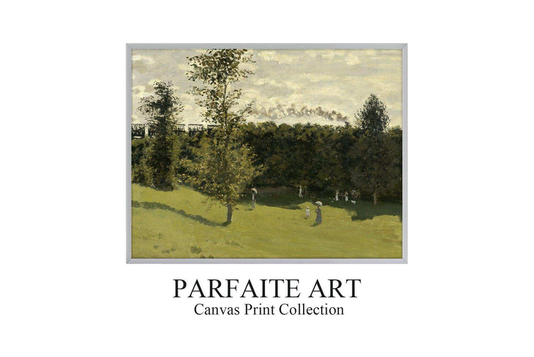 Monet's Artwork: Exquisite Impressionist Landscape Giclée Prints - Art Deco-Infused Vintage Canvas Print #78 Gray