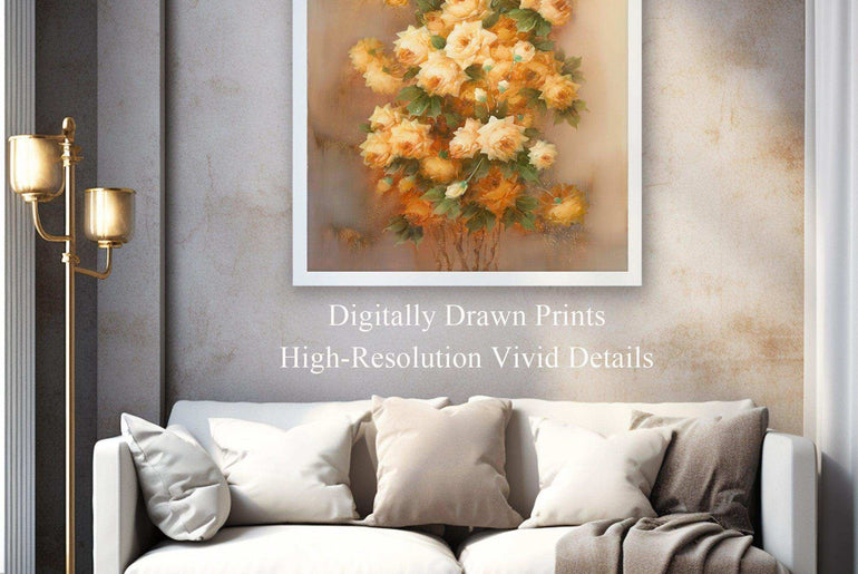 Realist Art Paintings of Yellow Roses,Framed Canvas Print #117