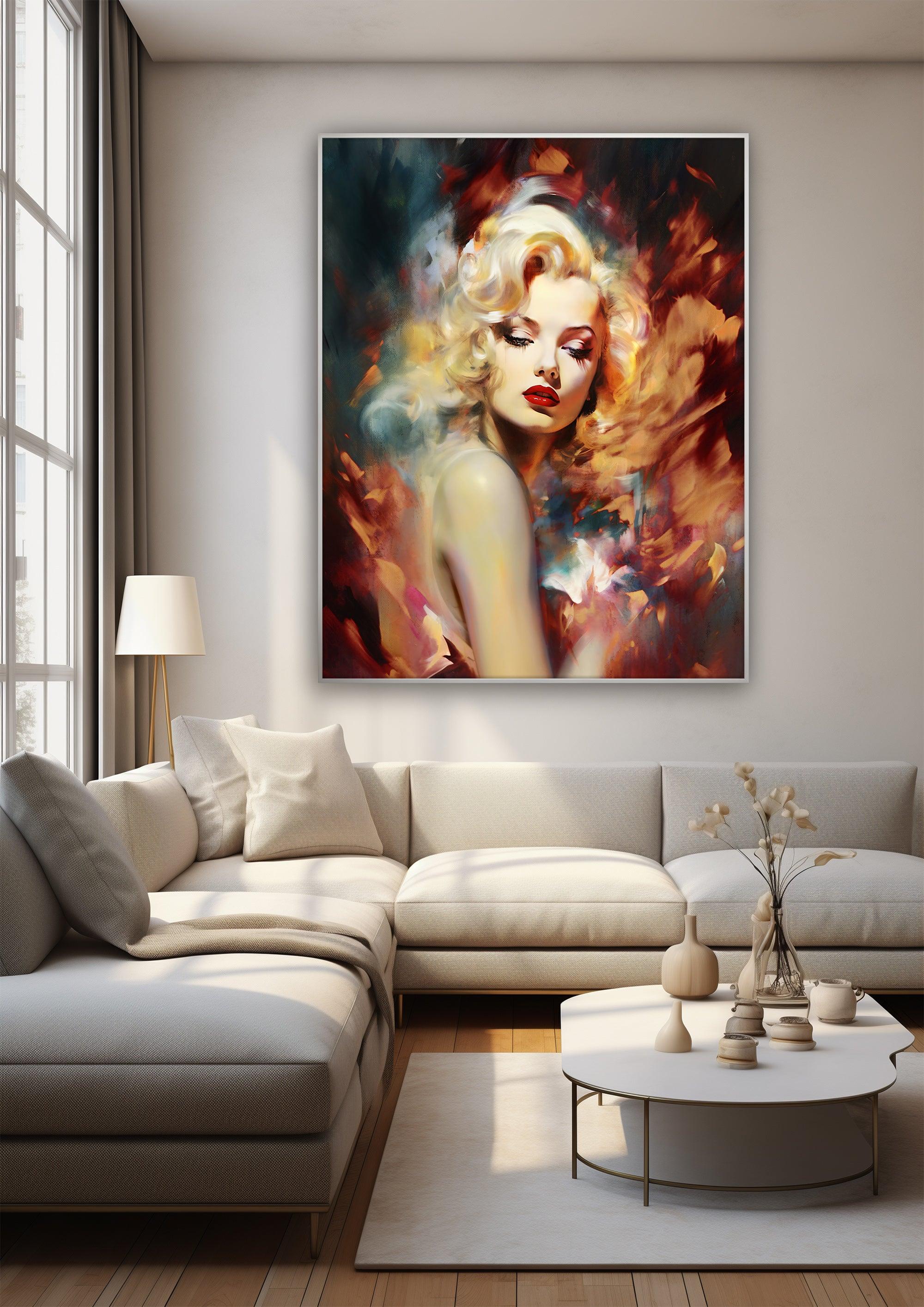 Monroe，Hand Painted Colorful Decorative Canvas Artwork，Moody Wall Decor，Cotton Gloss Canvas Living Room Decor，High-Quality Waterproof Decorative Canvas Art