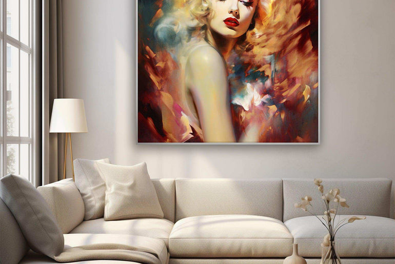 Monroe，Hand Painted Colorful Decorative Canvas Artwork，Moody Wall Decor，Cotton Gloss Canvas Living Room Decor，High-Quality Waterproof Decorative Canvas Art