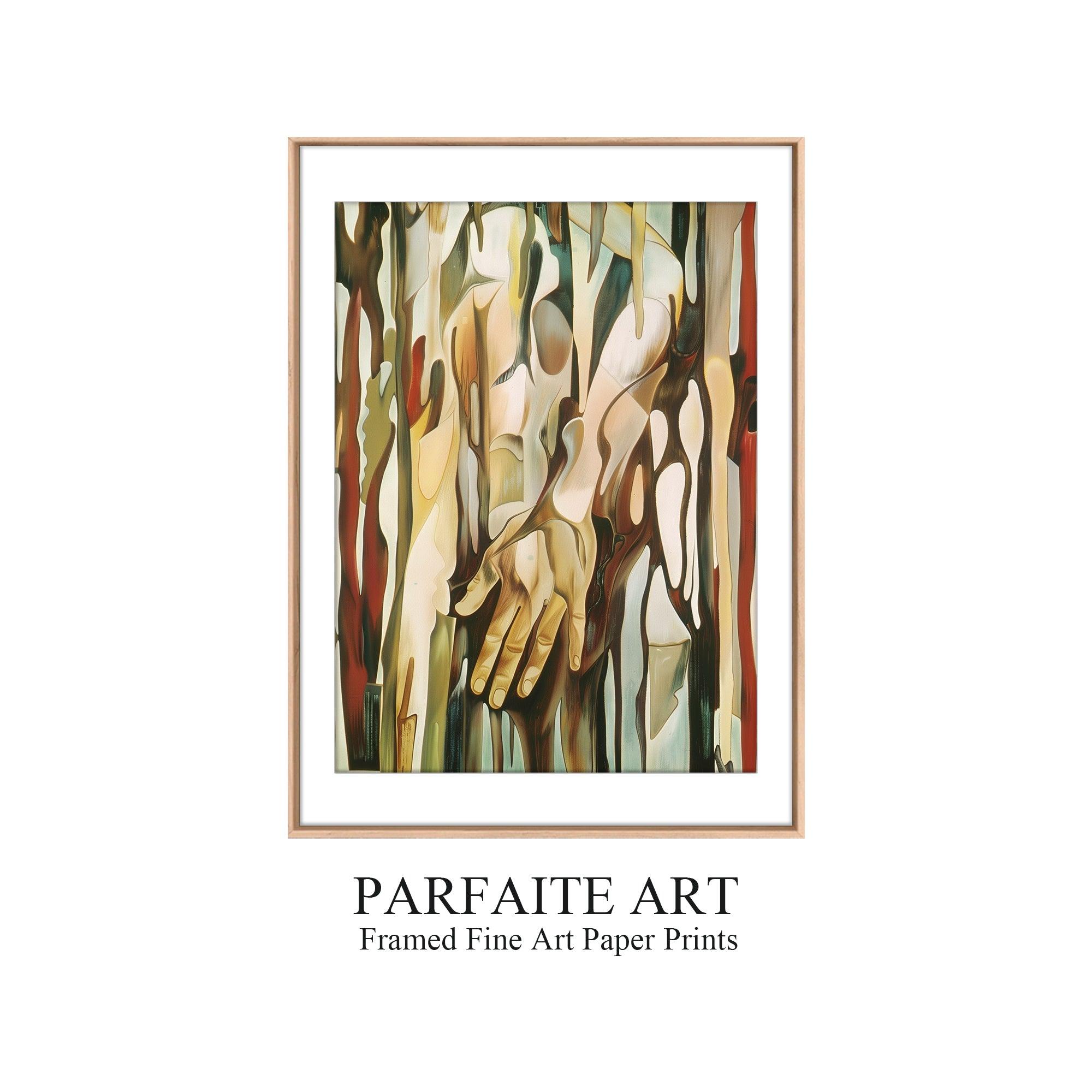 Art Deco ,Abstract Hands,Wall Art For Living Room, Giclée Prints #36 Oak Framed