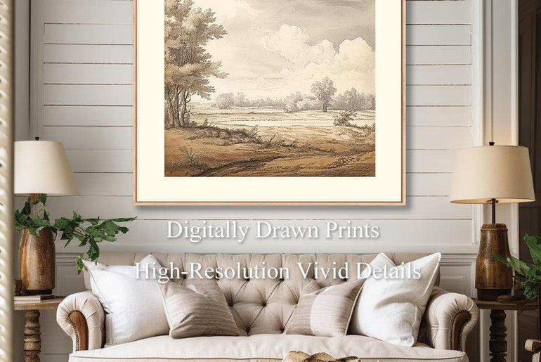 Classical Landscape | Vintage Wall Art | Sketch Etching Printing |Moody Wall Decor |Home Decor Aesthetics|Study Living Room Decoration Print|PRINTABLE Art |Digital Download