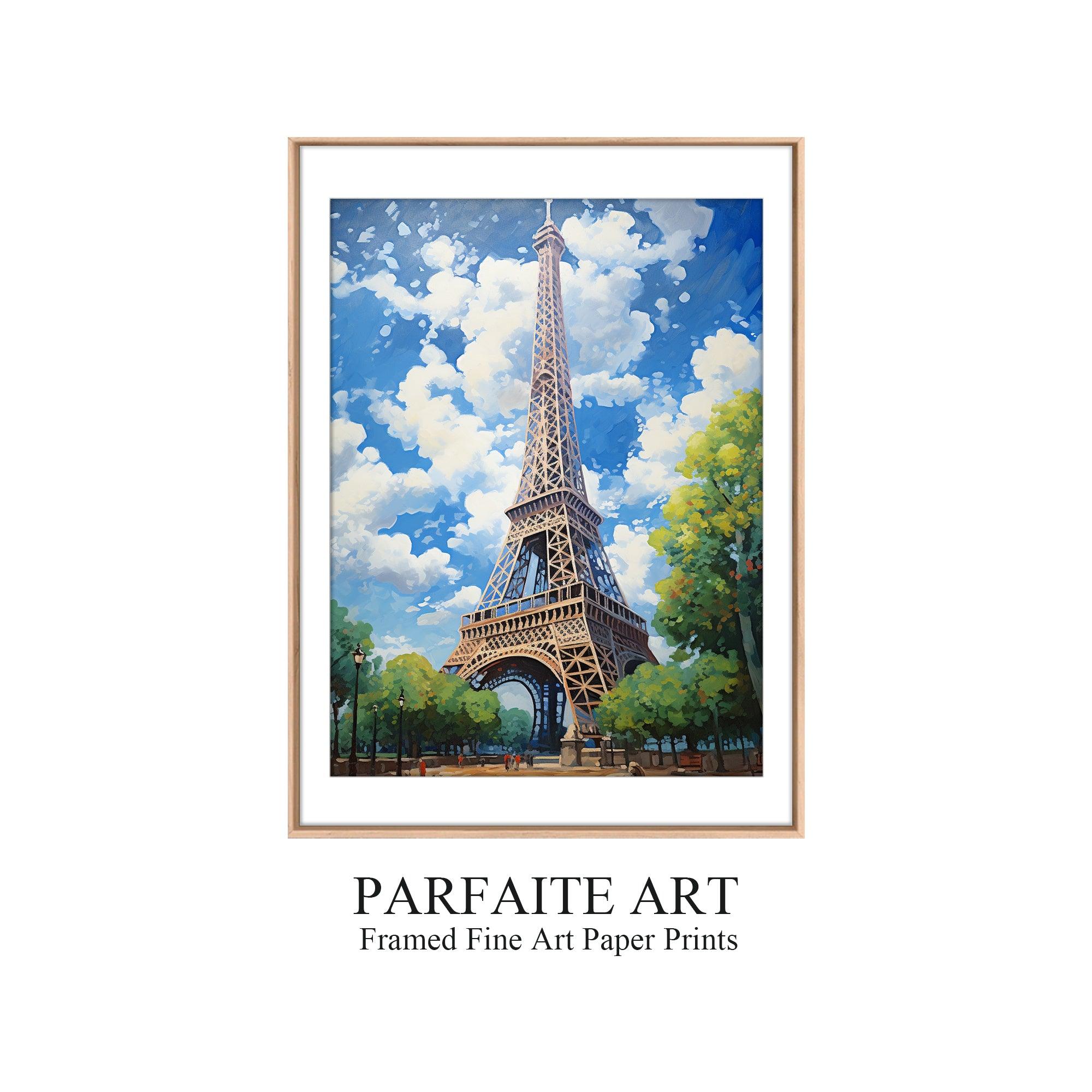 Eiffel Tower,Framed Fine Art Paper Prints，Wall art Prints for Your Home and Office Décor Needs，Vintage Wall Art Print ，Moody Wall Decor，Nature Prints Wall Art， Home Art Decor，High-Quality professional Giclee technique #13 oak Frame