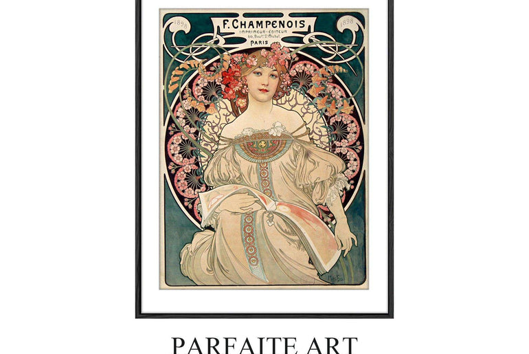 Framed fine art prints,Vintage Wall Art Print,Moody Wall Decor,Large art prints for walls,Mucha artwork,High-Quality Professional Giclee technique