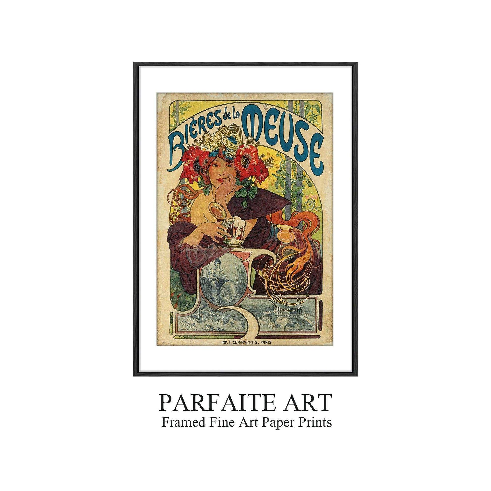 Framed fine art prints,Vintage Wall Art Print,Moody Wall Decor,Large art prints for walls,Mucha artwork,High-Quality Professional Giclee technique