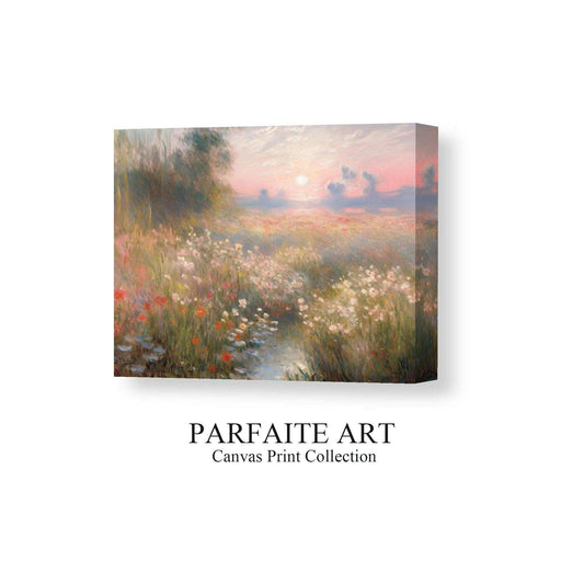 Impressionism Landscape，Hand Painted Colorful Decorative Canvas Artwork，Summer Sunset,Moody Wall Decor，Cotton Gloss Canvas Living Room Decor，High-Quality Waterproof Decorative Canvas Art 12*16 inch NO Frame