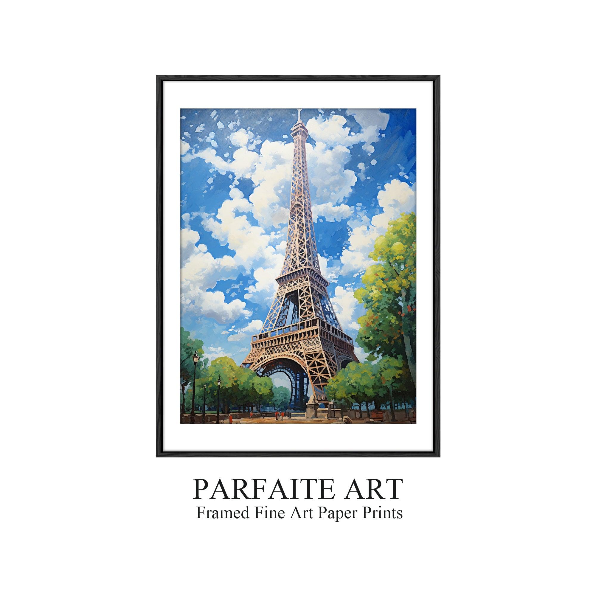 Eiffel Tower,Framed Fine Art Paper Prints，Wall art Prints for Your Home and Office Décor Needs，Vintage Wall Art Print ，Moody Wall Decor，Nature Prints Wall Art， Home Art Decor，High-Quality professional Giclee technique #13 black Frame