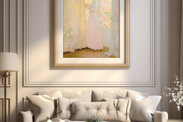 Impressionist Woman，Hand Painted Colorful Decorative Canvas Artwork，Moody Wall Decor，Cotton Gloss Canvas Living Room Decor，High-Quality Waterproof Decorative Canvas Art