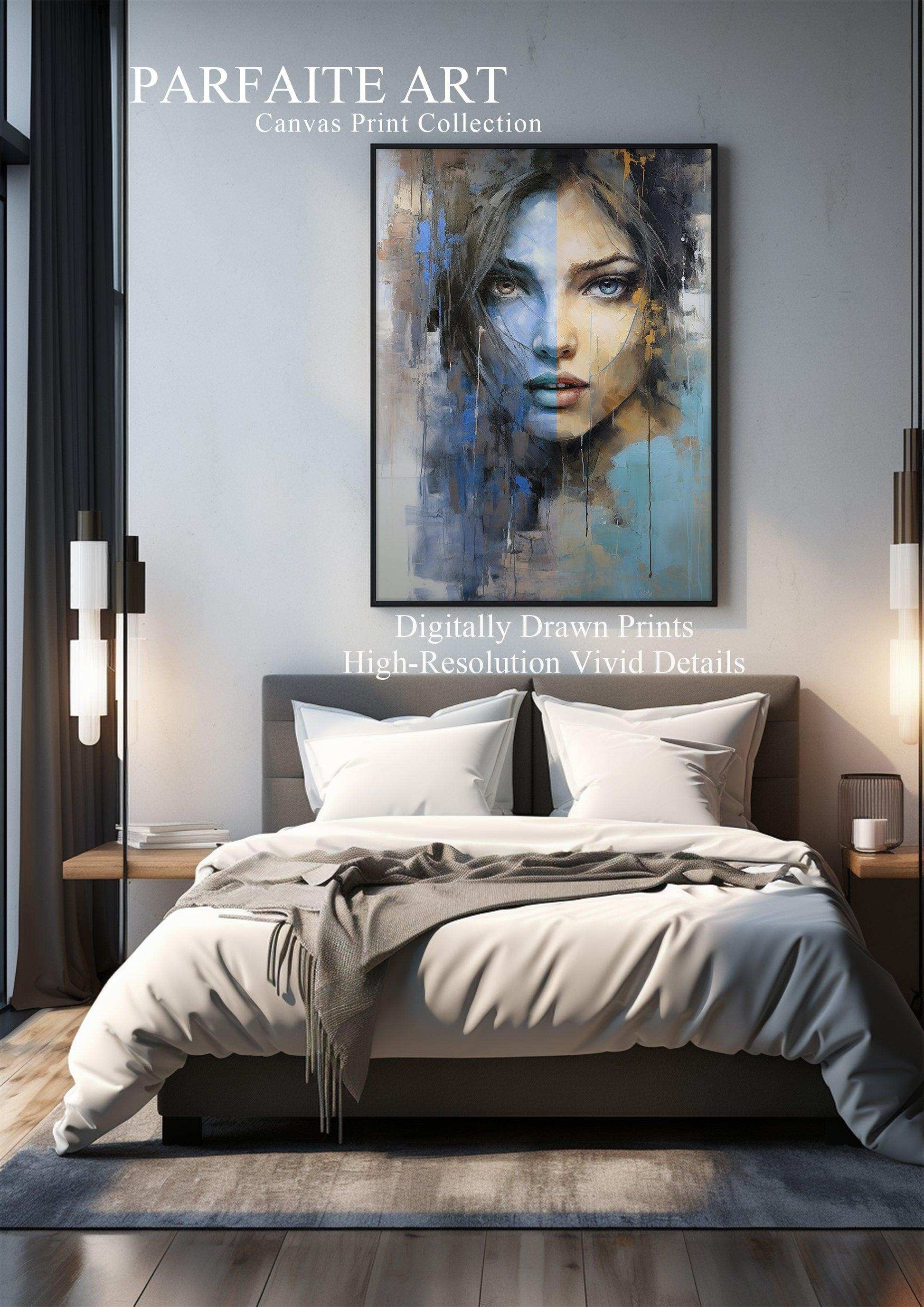 Contemporary Reflections: Elegant 'Portrait of a Lady' in Modern Canvas Artwork - Framed Canvas Prints for Sophisticated Interiors