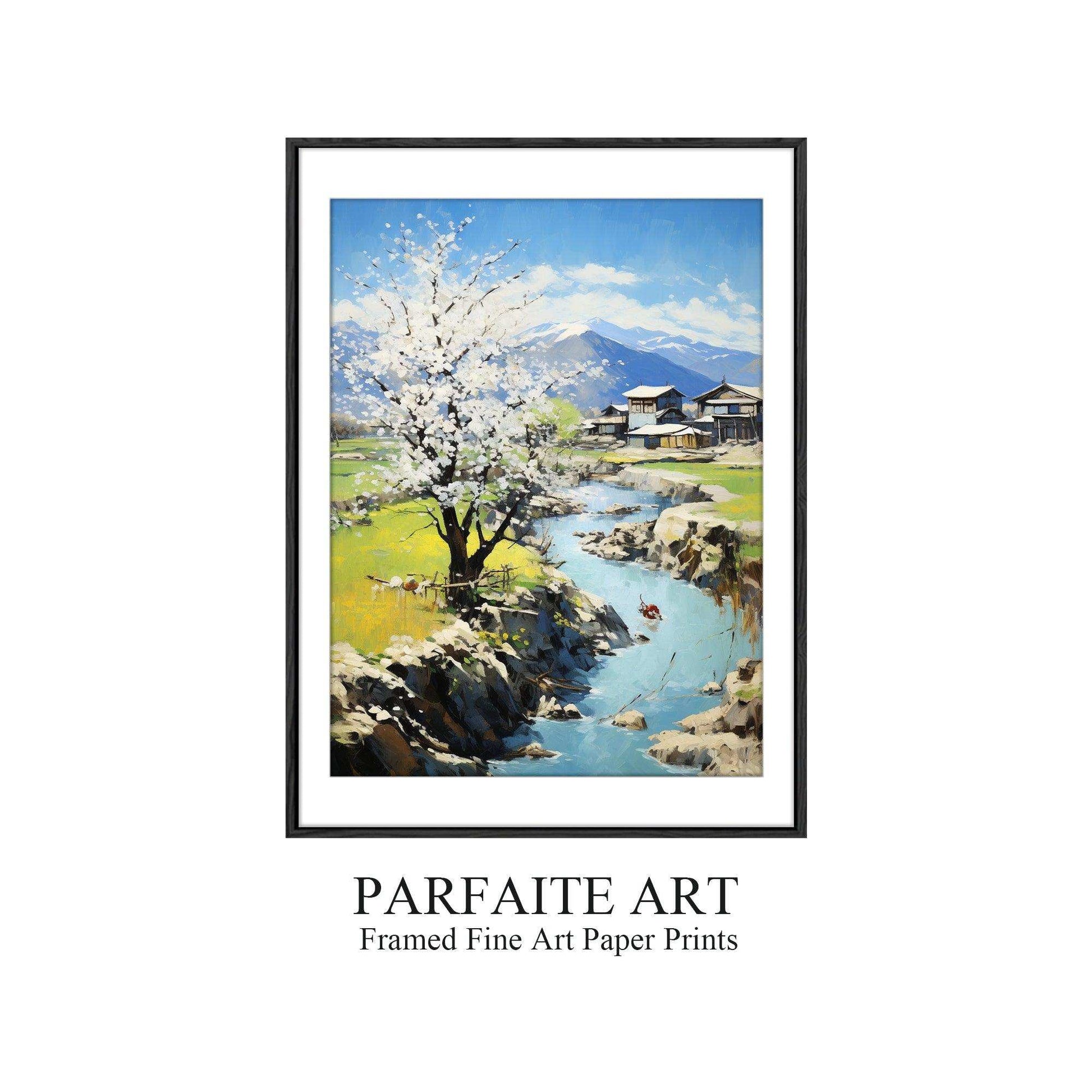 Landscape,Framed Fine Art Paper Prints,Living Room Decor,High-Quality professional Giclee technique #12 black Frame