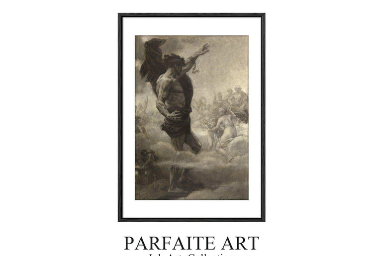 Vintage Framed Fine Art Paper,Cotton Etching Decor Prints，Expressionism, Sketch #P10 black Frame