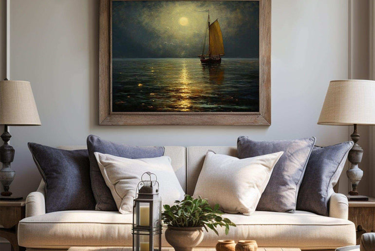 Harbor Sunset Landscape| Vintage Wall Art Decor|Decorative painting| Wall Art Canvas Print |Living Room, Dining Room|PRINTABLE Art |Digital Download