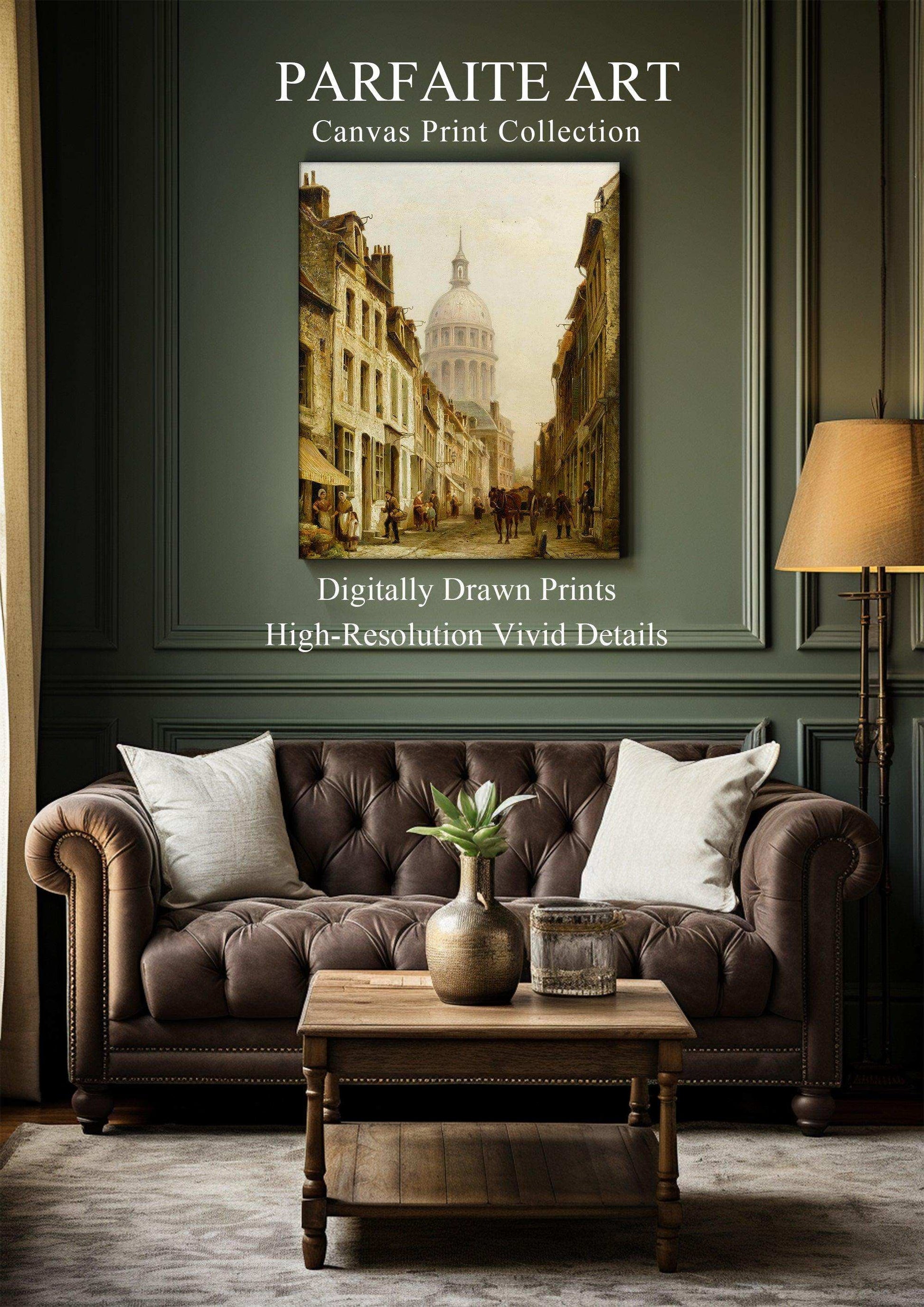 Architectural,Landscape Decorative Painting,Vintage Canvas Painting Prints,World Famous Paintings Series，Moody Wall Decor，High-Quality Waterproof Decorative Canvas Art,Hotel Aisle Living Room Home Decor Art,Giclée Printing Technique