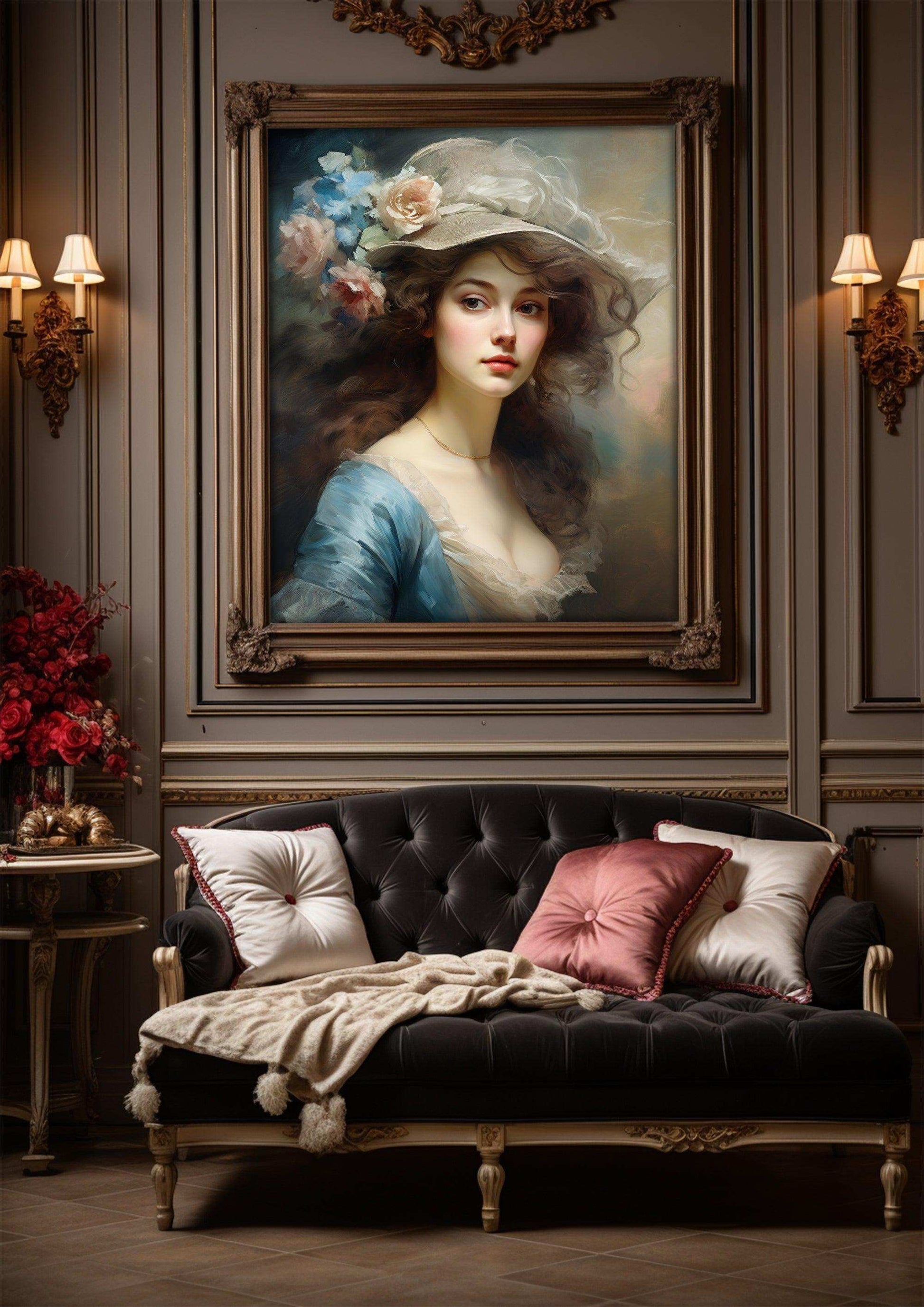 Classical Woman Portrait | Vintage Wall Art | Look Ahead With Deep Emotion |Art Style Thomas Gainsborough |Moody Wall Decor |PRINTABLE Art |Digital Download