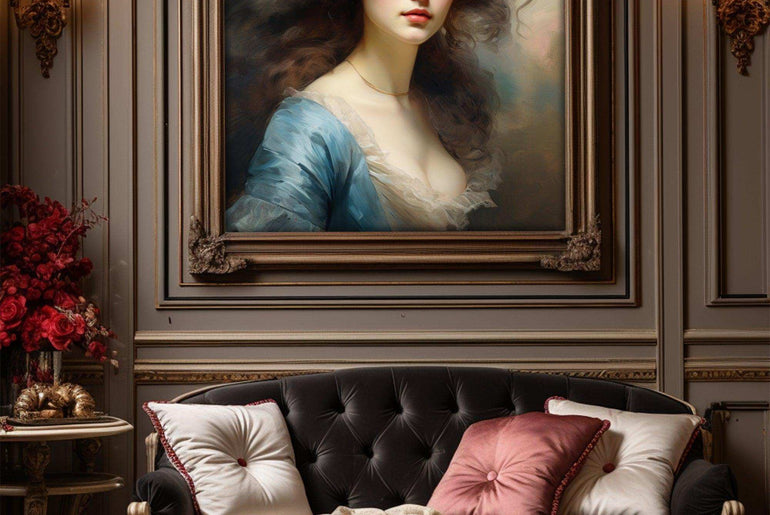 Classical Woman Portrait | Vintage Wall Art | Look Ahead With Deep Emotion |Art Style Thomas Gainsborough |Moody Wall Decor |PRINTABLE Art |Digital Download