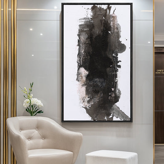 Silent Force,Black and White Modern Abstract Art, Hotel Art
