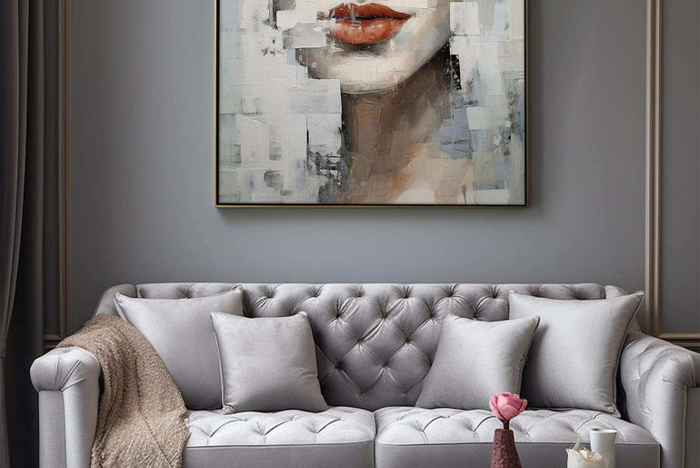 Abstract portrait，Paintings portrait paintings，Modern canvas artwork，Moody Wall Decor，Portrait of a lady，Framed canvas prints