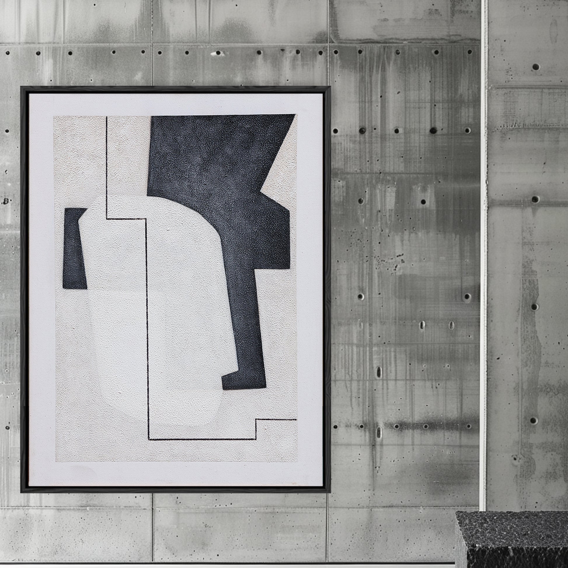 Structural Silence – Black and White Geometric Art | Minimalist Art & Custom Painting