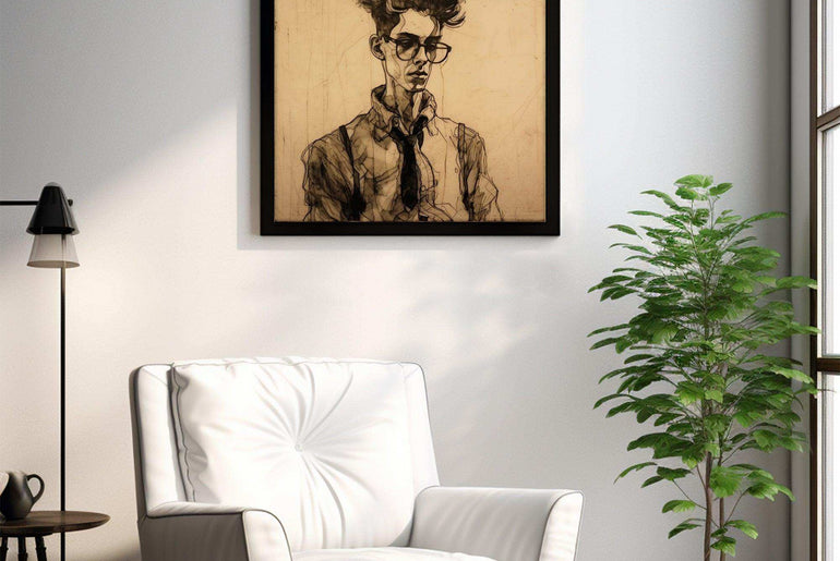 Expressionist Sketch of a Man - Vintage-Inspired Printable Wall Art-Digital Download