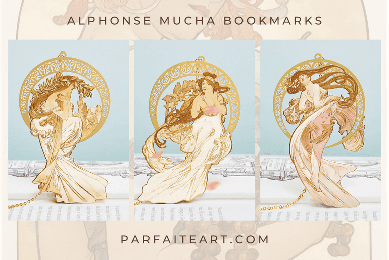 Alphonse Mucha,Gifts Metal, Bookmarker, Christmas Gifts,Alphonse mucha seasons,unique gifts