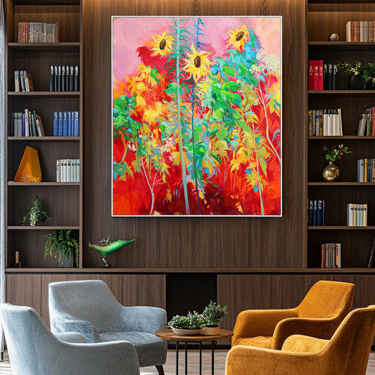 Sunflower Symphony in Vivid Hues