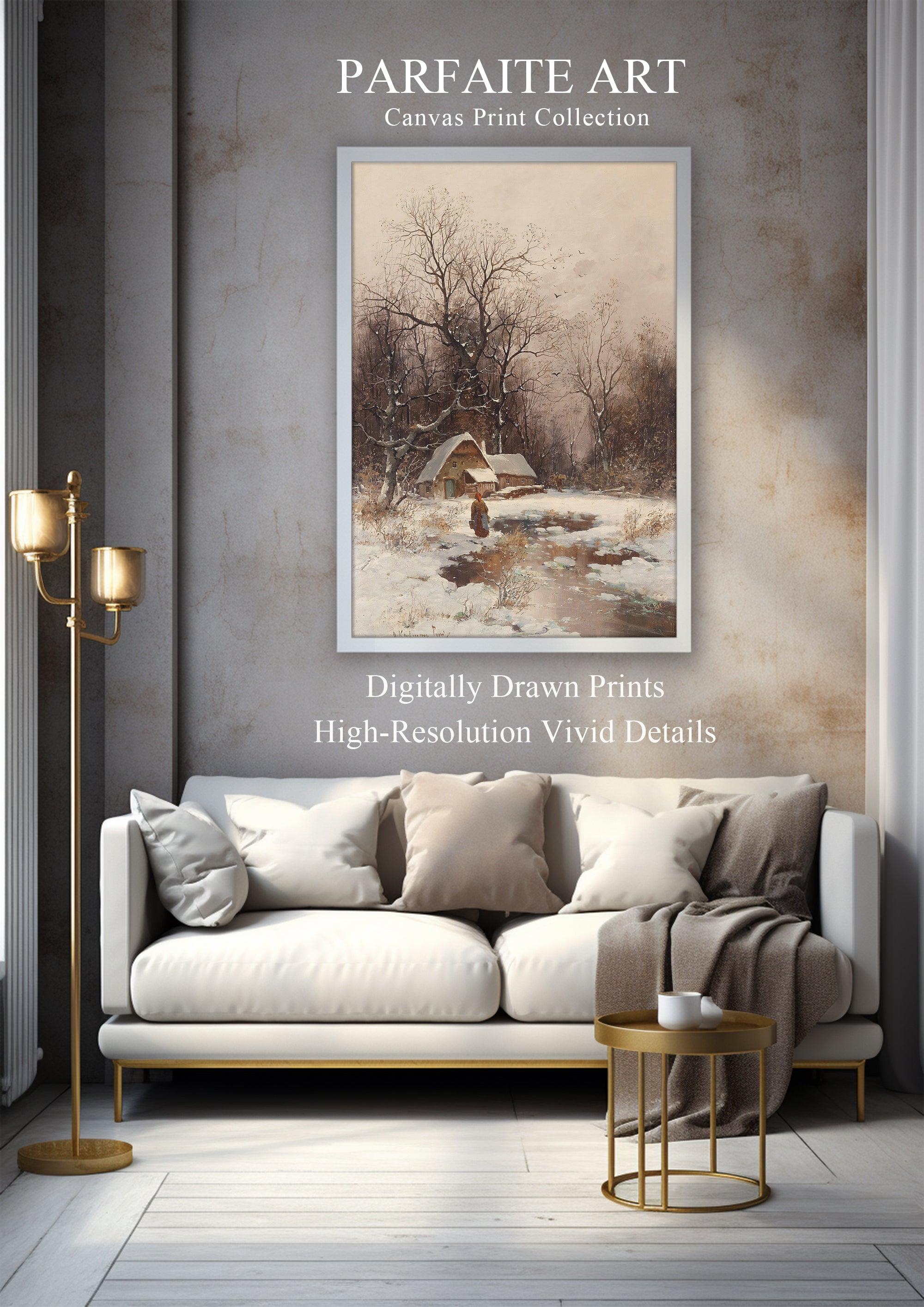 Landscape Canvas Painting Prints，World Famous Paintings Series，Moody Wall Decor，High-Quality Waterproof Decorative Canvas Art， Hotel Aisle Living Room Home Decor Art, Giclée Printing Technique