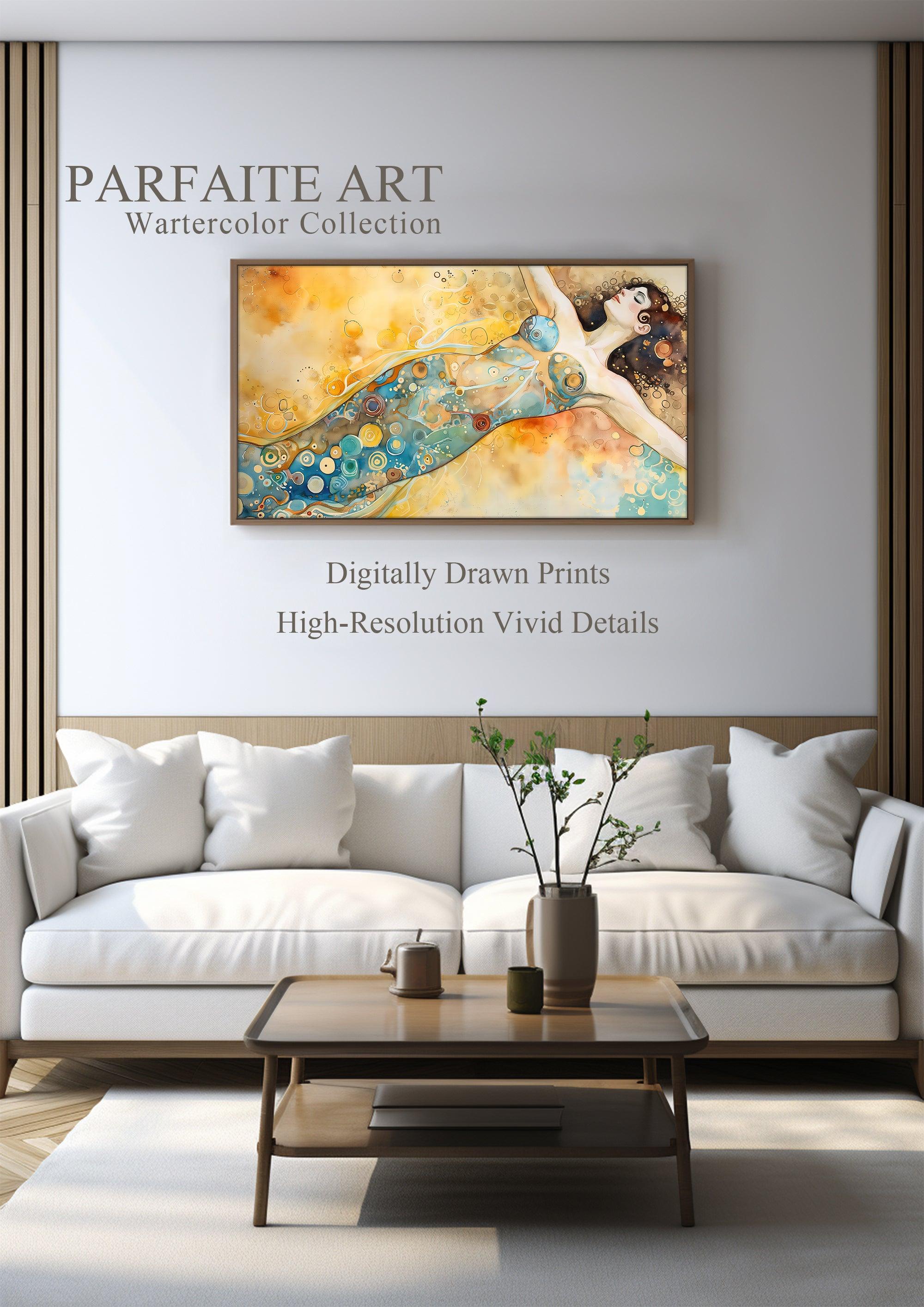 Whispers of Color - Abstract Expression - Vintage Watercolor Art Print - Moody Aesthetic Decor - Downloadable Living Room Accent