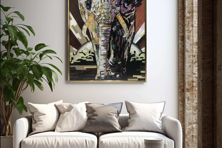 Enamel Art Deco Painting, Handmade, Wall Art, Modern Style, Decorative Painting , Elephant Painting, Painted, Dining Room, Living Room, Entrance Door