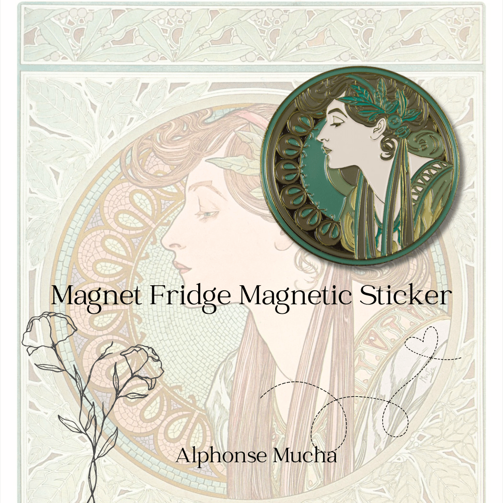 Captivating Alphonse Mucha – Art Inspired Magnet Fridge Magnetic Sticker, Unique Home Decor For Creative Minds，Fridge Magnets for School Home Kitchen Office Gift for Family and Friend