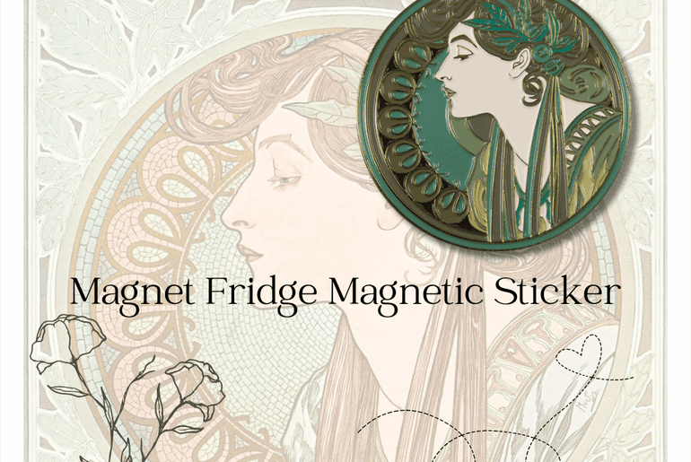 Captivating Alphonse Mucha – Art Inspired Magnet Fridge Magnetic Sticker, Unique Home Decor For Creative Minds，Fridge Magnets for School Home Kitchen Office Gift for Family and Friend