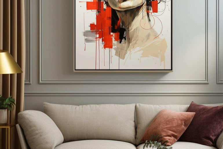 Abstract portrait，Paintings portrait paintings，Modern canvas artwork，Moody Wall Decor，Portrait of a lady，Framed canvas prints