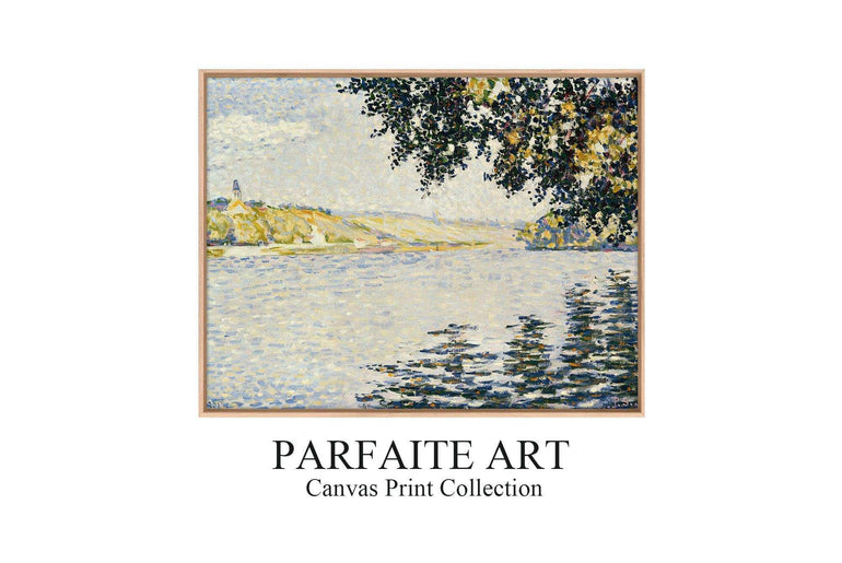 Impressionist Riverside Landscape Canvas Print - Art Deco & Vintage Printable Artwork #80 Oak