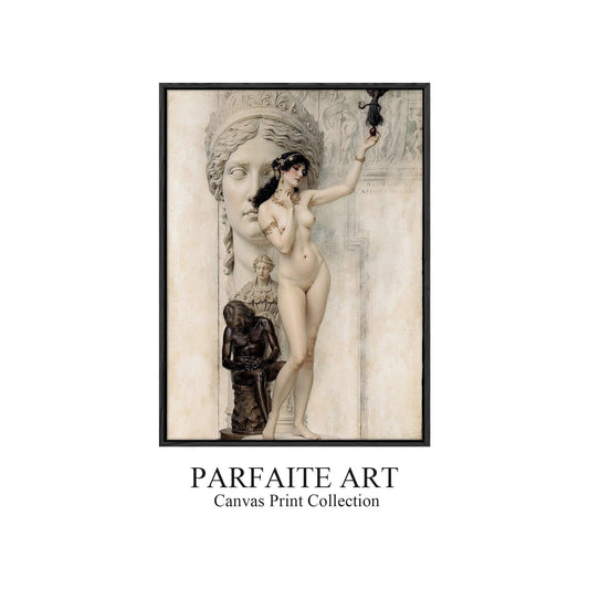 Art Nouveau Portraits, Lady's Nude on Printable Canvas,Giclée Printing #92 Black