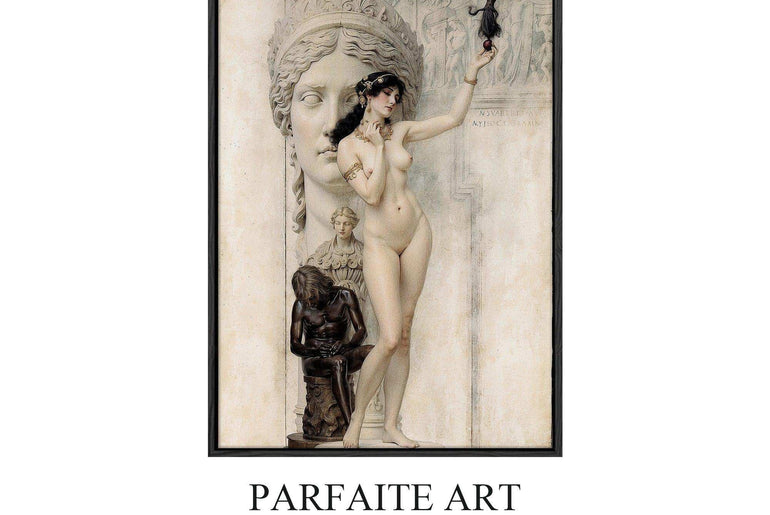 Art Nouveau Portraits, Lady's Nude on Printable Canvas,Giclée Printing #92 Black