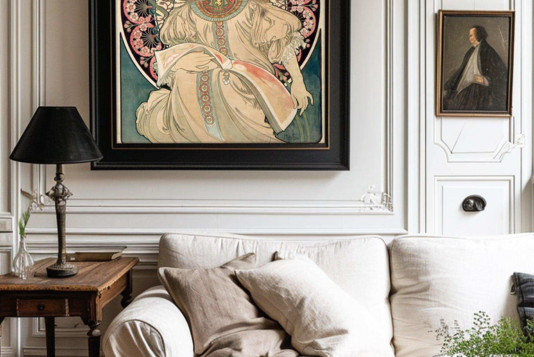 Framed fine art prints,Vintage Wall Art Print,Moody Wall Decor,Large art prints for walls,Mucha artwork,High-Quality Professional Giclee technique