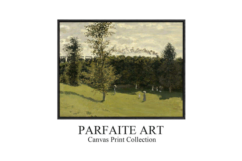 Monet's Artwork: Exquisite Impressionist Landscape Giclée Prints - Art Deco-Infused Vintage Canvas Print #78 Black