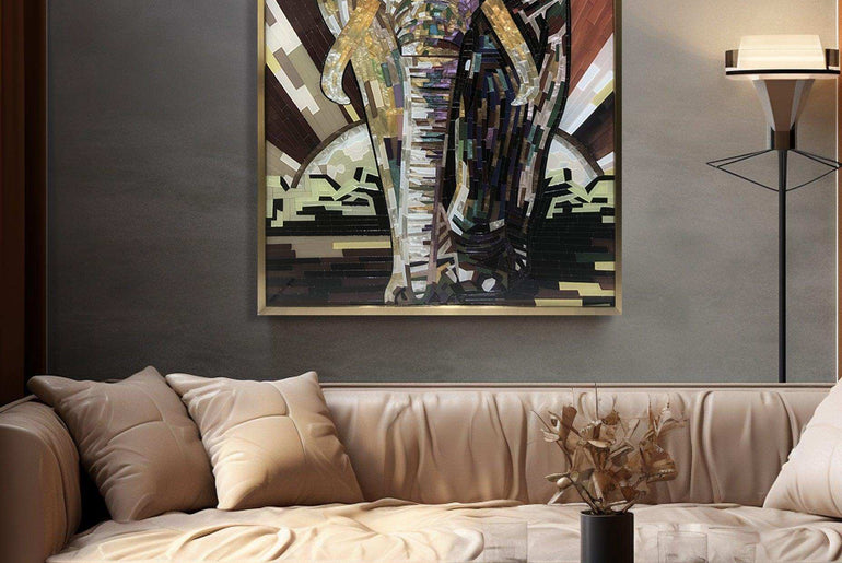 Enamel Art Deco Painting, Handmade, Wall Art, Modern Style, Decorative Painting , Elephant Painting, Painted, Dining Room, Living Room, Entrance Door