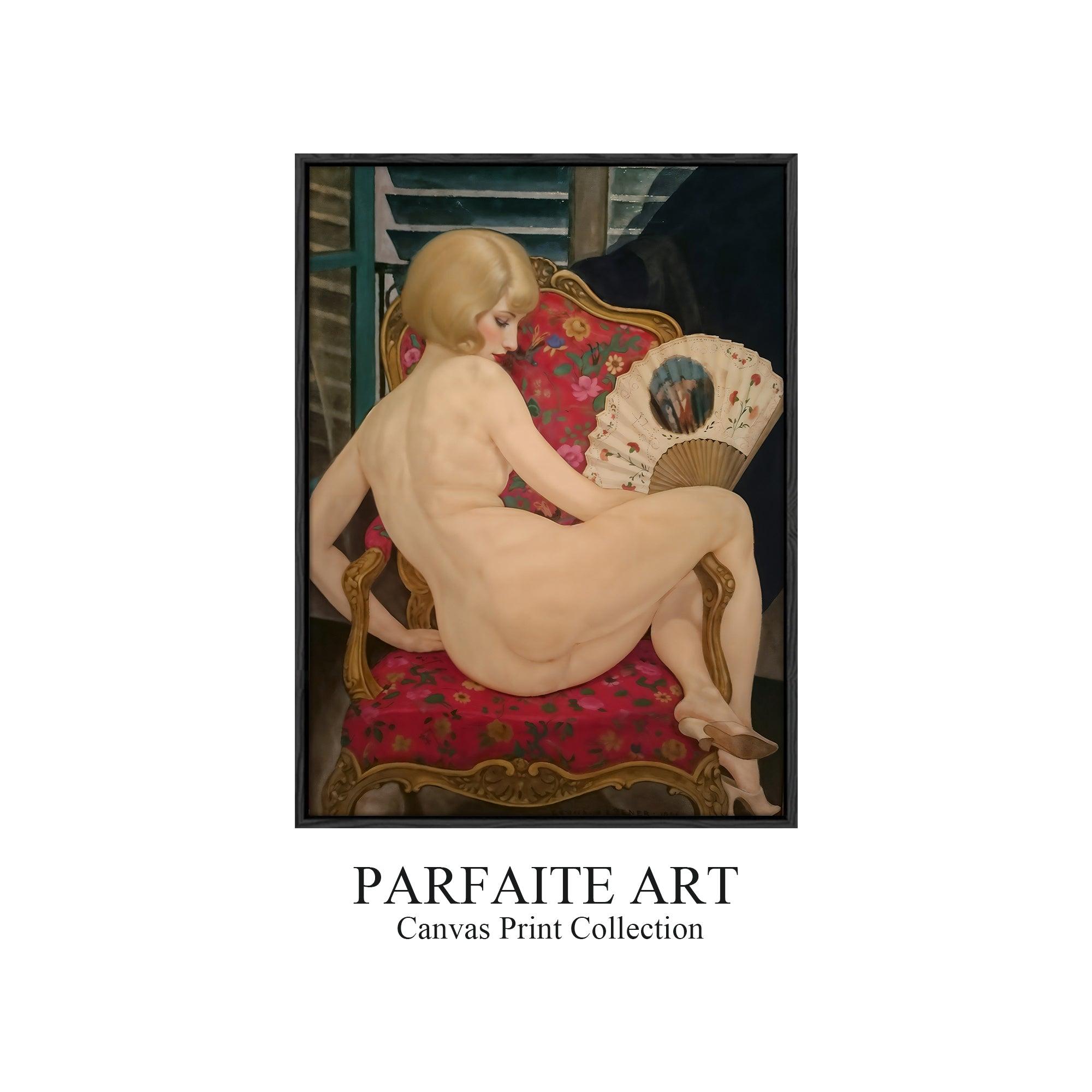 Wall Art , Art Deco Nude Woman Prints,Living Room, Giclée Print #105 Black Framed