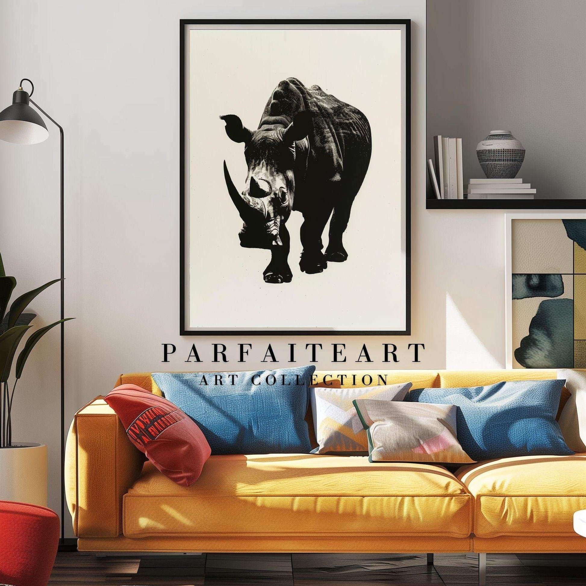 Rhinoceros Ink Art Painting,Wall Art Prints,Poster,Digital Download Files P36